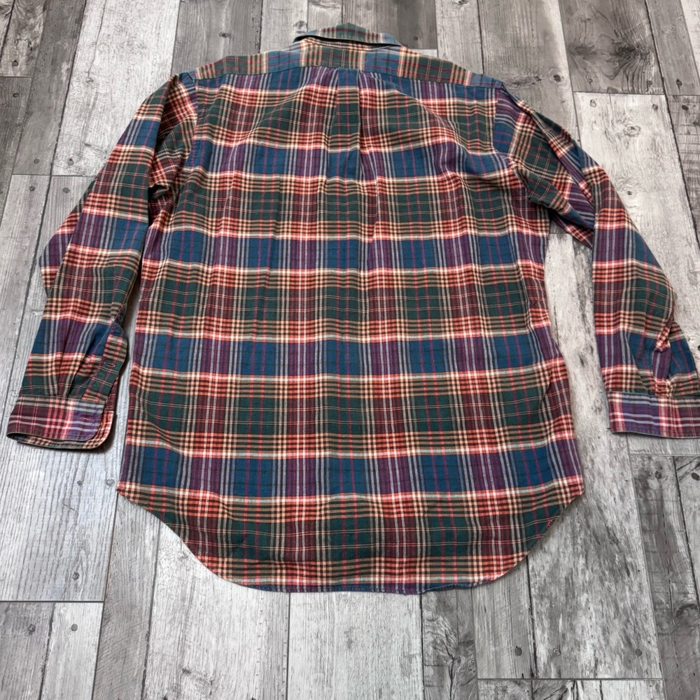 Vintage Ralph Lauren Shirt Men’s Large  Tartan Plaid  Long Sleeve Blue/Red - Picture 7 of 7